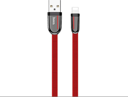 Hoco Braided / Flat USB to Lightning Cable Κόκκινο 1.2m (U74)