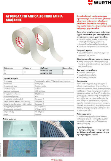 Wurth Transparent Self-Adhesive Grip Tape Transparent 50mmx18m 1pcs