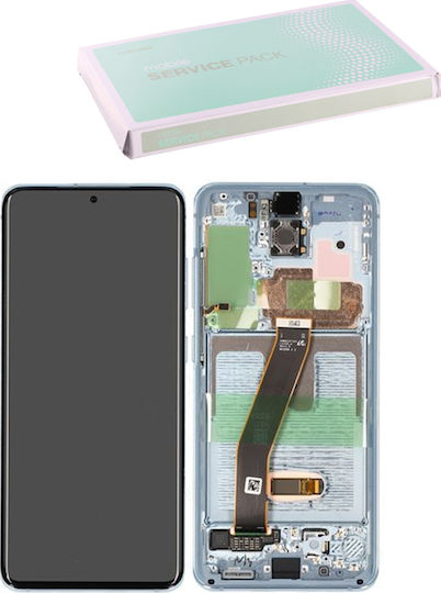 Samsung Οθόνη mit Touch-Mechanismus und Rahmen für Galaxy S20 (Blau)