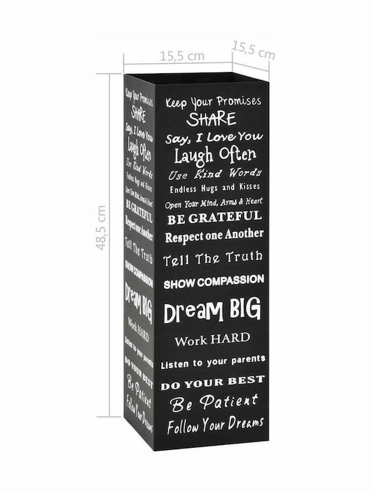 vidaXL Black 15.5x15.5x48.5cm