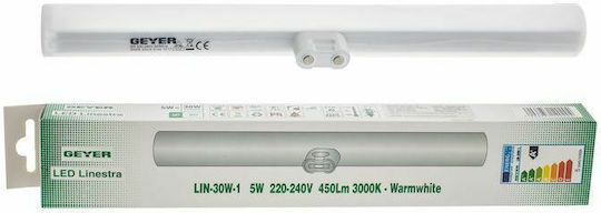 Geyer Λάμπα LED 5W 300mm για Ντουί S14d και Σχήμα Linestra Θερμό Λευκό 450lm
