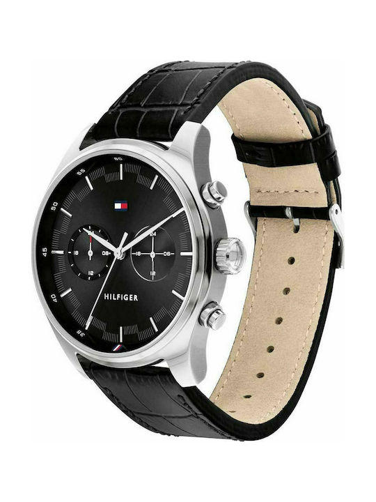 Tommy Hilfiger Watch Battery with Black Leather Strap