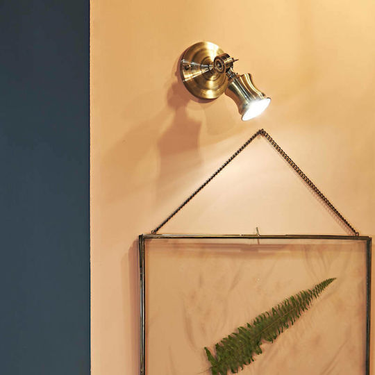 Ideal Lux Barber AP1 Antique Brass Μονό Σποτ με Ντουί GU10 σε Χρυσό Χρώμα