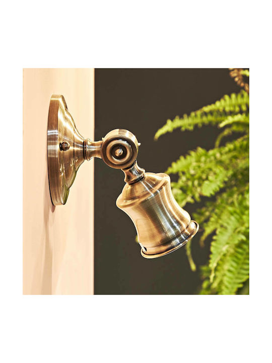 Ideal Lux Barber AP1 Antique Brass Single Spot with Socket GU10 in Gold Color