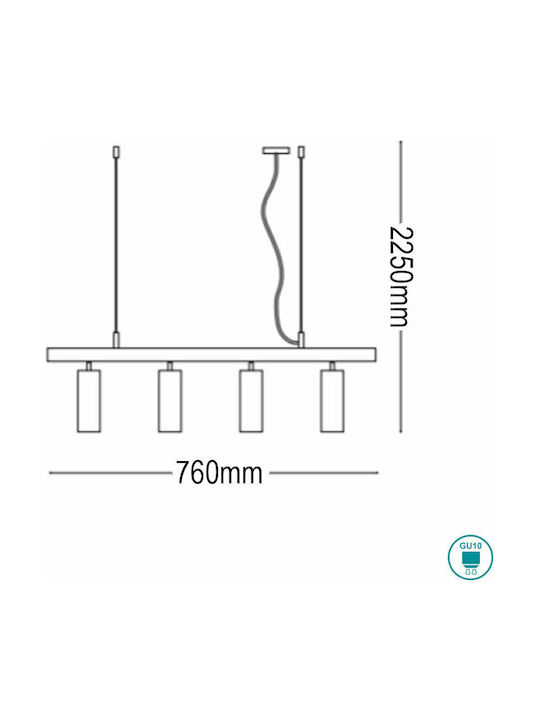 Ideal Lux Dynamite Spot mit 4 Lichtern und mit Fassung GU10 in Weiß Farbe