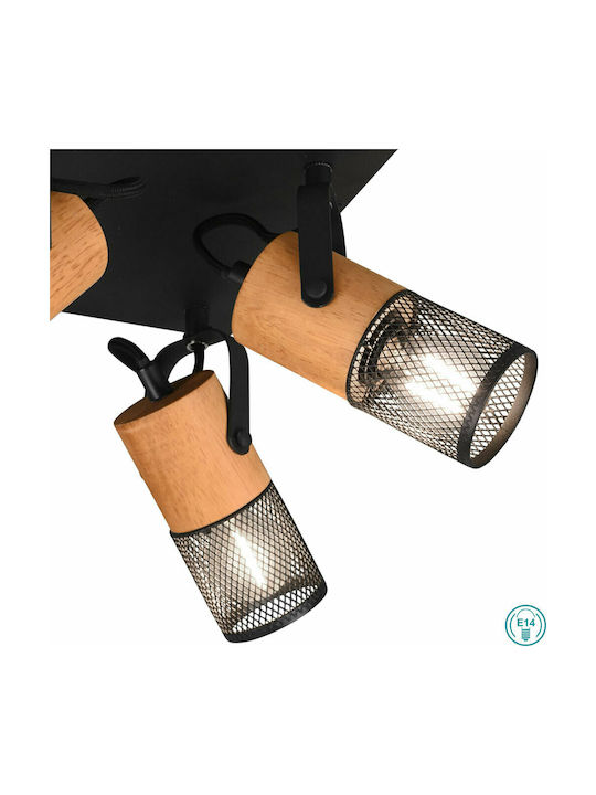 Trio Lighting Tosh Spot with 4 Lights and with Socket E14 in Black Color