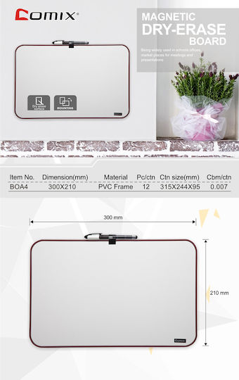 Comix Α4 Magnetic Hanging Dry Erase Board 30x21cm