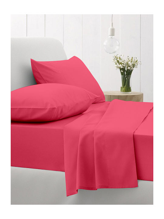 Sunshine Sheet Semi Double with Elastic 120x200+30cm. Cotton Feelings 112 Fuchsia