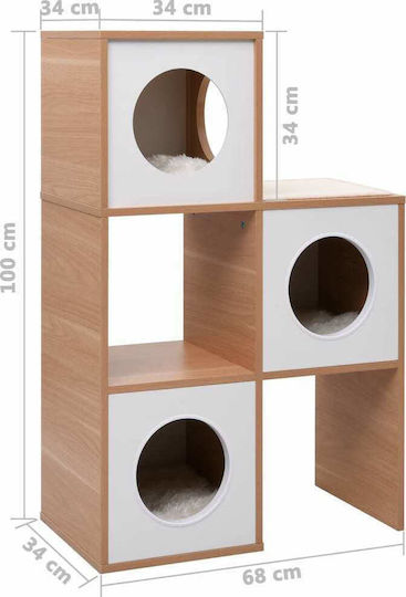 vidaXL Bed Cat Brown 68x100x34cm