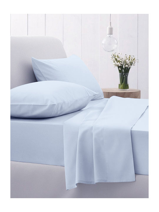 Sunshine Sheet Super-Double with Elastic 160x200+30cm. Cotton Feelings 103 Light Blue