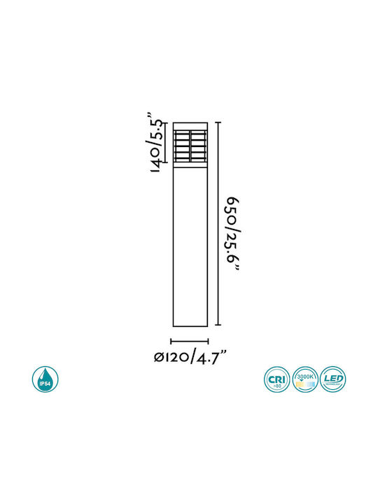 Faro Barcelona Giza Small Post Outdoor Floor Lamp 12W with Warm White Light IP54 Black