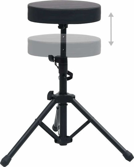 vidaXL Drum Throne Ρυθμιζόμενο Black Υ47.5-62cm