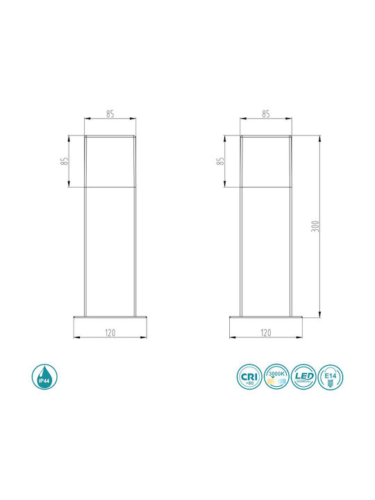 Trio Lighting Hudson Външна Стояща Лампа Малък Пост IP44 за Цокъл E14 Черен