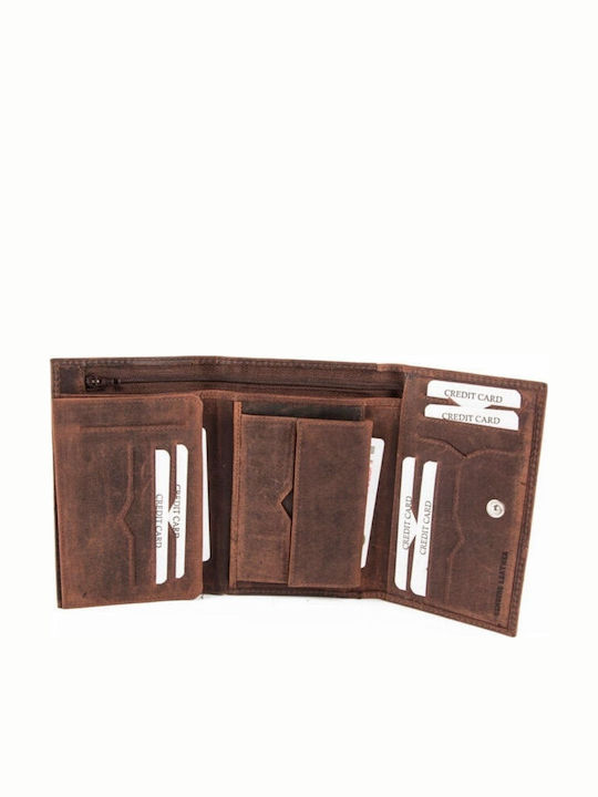 HU Large Leather Women's Wallet Classic Brown