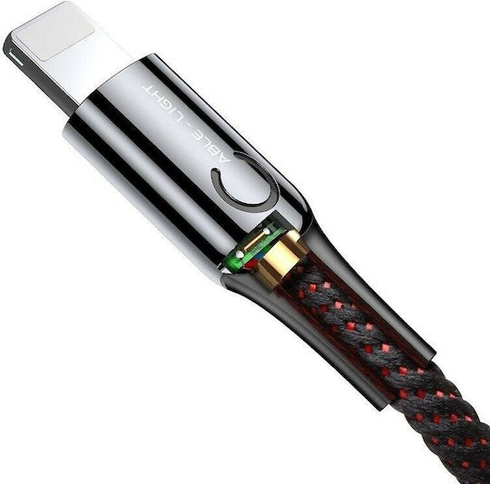 Baseus C-shaped Braided / LED USB to Lightning Cable Μαύρο 1m (CALCD-01)