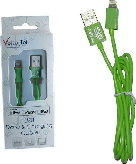 Volte-Tel USB to Lightning Cable Πράσινο 1m (DA-IP-DATIP57GR)