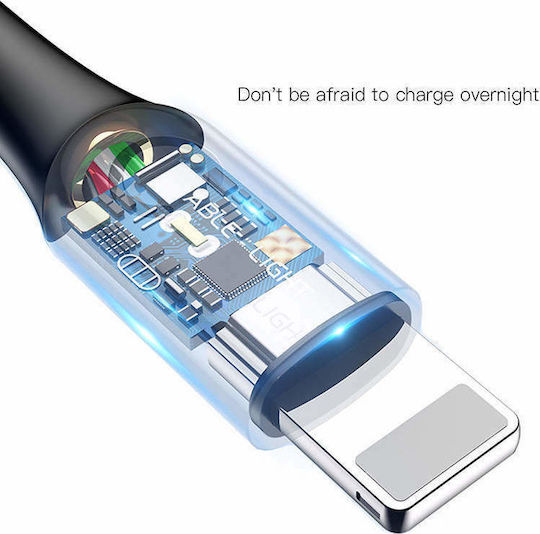 Baseus C-shaped Braided / LED USB to Lightning Cable Μαύρο 1m (CALCD-01)