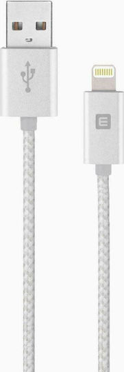 Evelatus MFI04 Braided / LED USB-A la Cablu Lightning Gri 2m