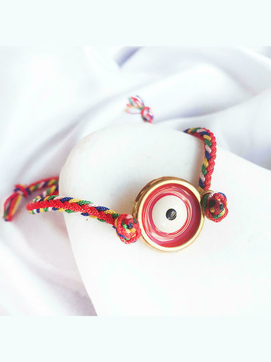 Bracelet with red eye and cotton cord, 1 pc.