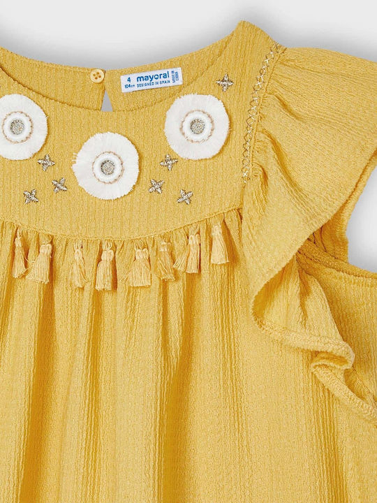 Mayoral Kids Dress Short Sleeve Yellow