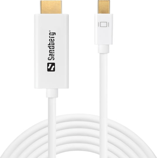 Sandberg Кабел mini DisplayPort мъжки - HDMI мъжки 2м Бял (508-93)