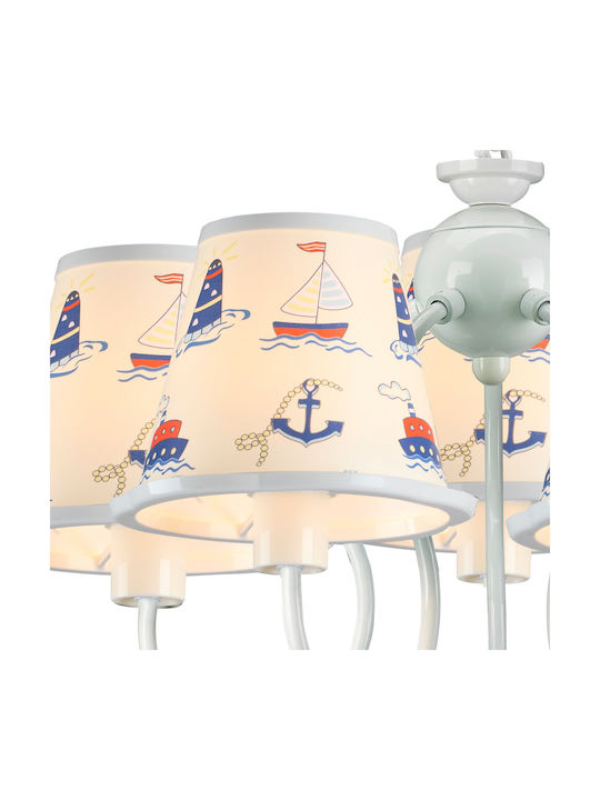 Ravenna Sailor 5 Candelabru Lumină de tavan pentru copii Agățat din metal 40W cu suport pentru bec E14