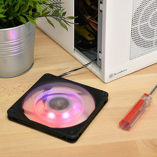 Silverstone FW124 Case Fan 120mm (2000rpm / 32.6cfm) με ARGB Φωτισμό και Σύνδεση 3-Pin / 4-Pin PWM