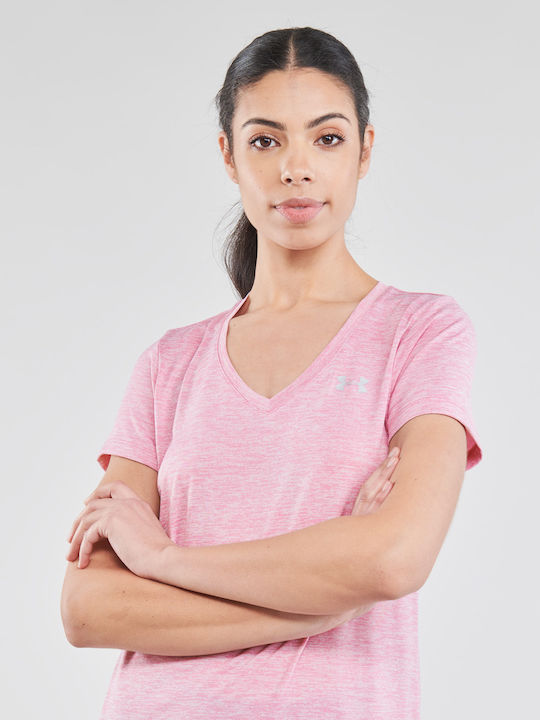 Women's Sport T-shirt with V Neckline Pink