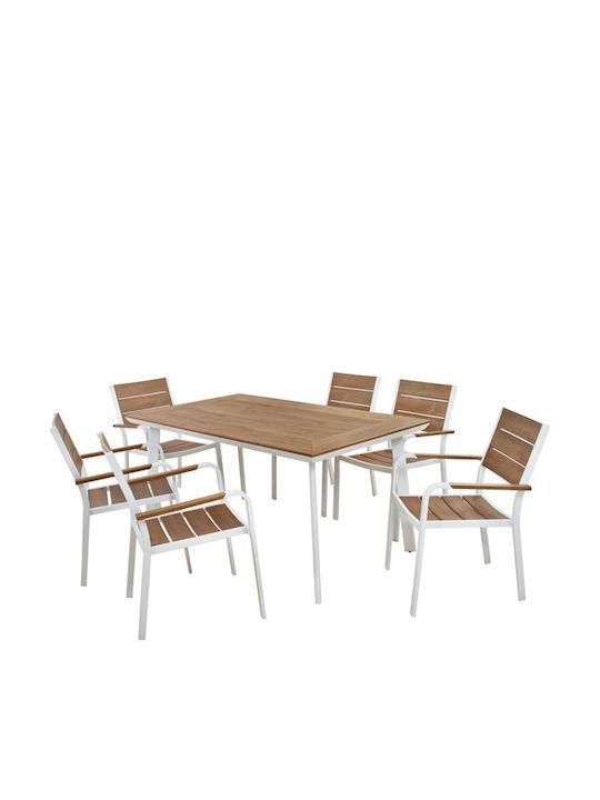 Garten- und Outdoor-Möbelsets Speisesaal 7 Stück Braun