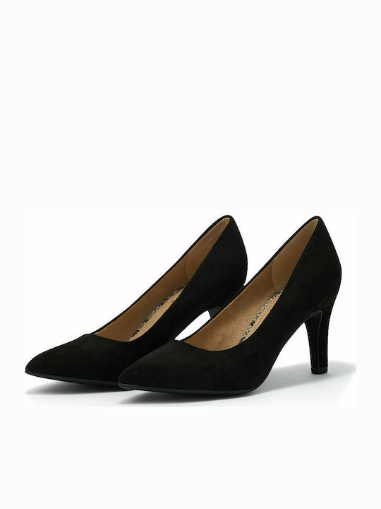 Suede Pointed Toe Stiletto Black High Heels