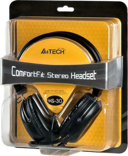 A4Tech HS-30 Auf dem Ohr Multimedia-Headsets mit Mikrofon und Verbindung 3,5 mm Klinke in Schwarz Farbe
