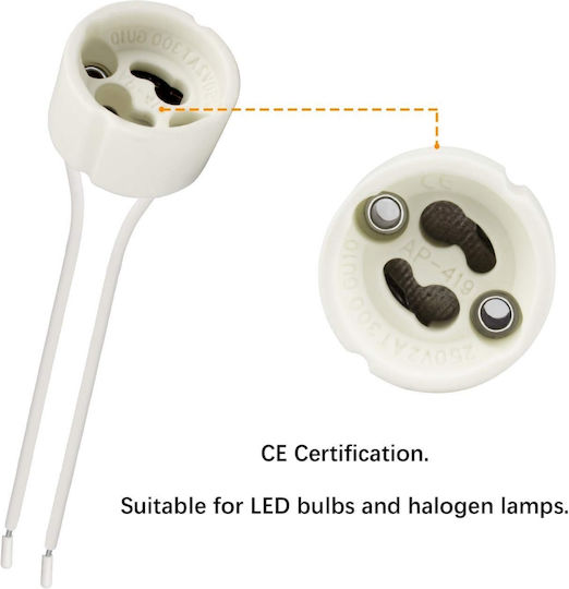 GloboStar Socket Extension for Socket GU10 in White color Set 1pcs 15cm 78951
