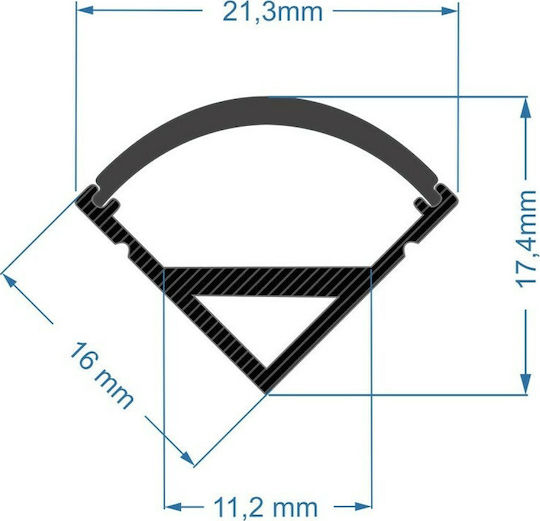 GloboStar Set 5pcs Surface Aluminum Profile for LED Strips Corner with Opal Cover 300x1.6x1.6cm