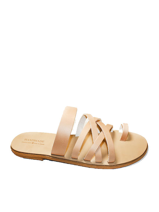 Women's leather sandal in natural leather color