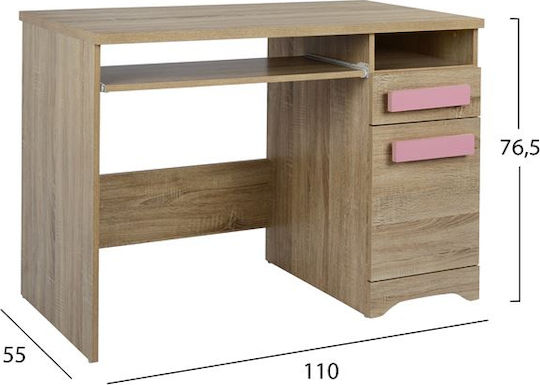 Birou pentru copii din Melamină Sonama / Pink 110x55x76.5cm