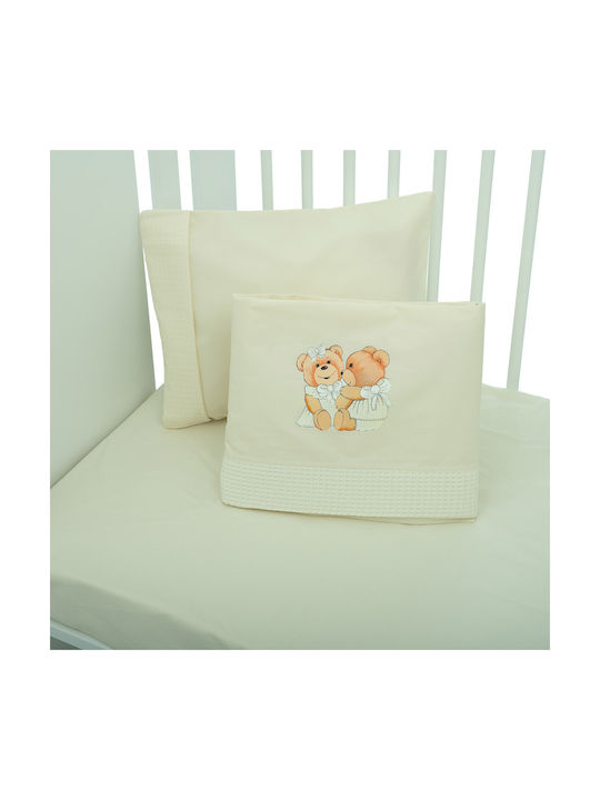 Mother Baby Brownies Baby Sheets Set Crib Cotton Fitted Beige 70x140cm 3pcs