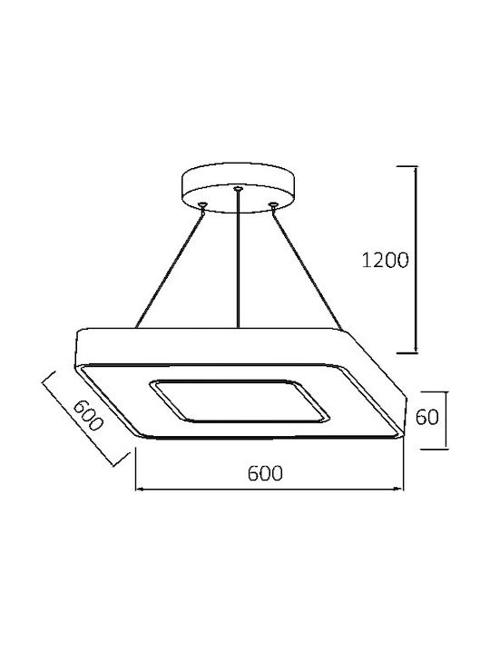 Braytron Κρεμαστό Φωτιστικό Μαύρο LED 60x60εκ.