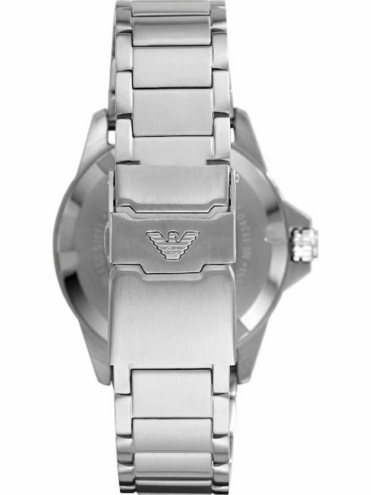 Emporio Armani Renato Ανδρικό Ρολόι 42mm Μπαταρίας με Ασημί Μεταλλικό Μπρασελέ
