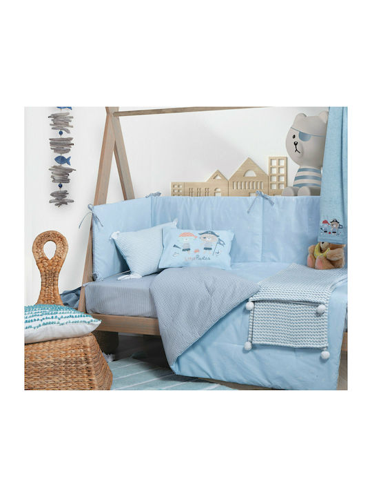 Nef-Nef Homeware Cotton Baby Quilt All Aboard 110x140cm Blue