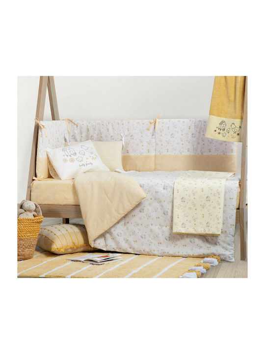 Nef-Nef Homeware Lovely Family Βρεφικό Κουβερλί Βαμβακερό Ecru/Yellow 110x140cm