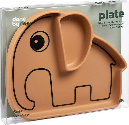 Done by Deer Baby Food Plate Stick & Stay Elphee made of Silicone Yellow 1799234