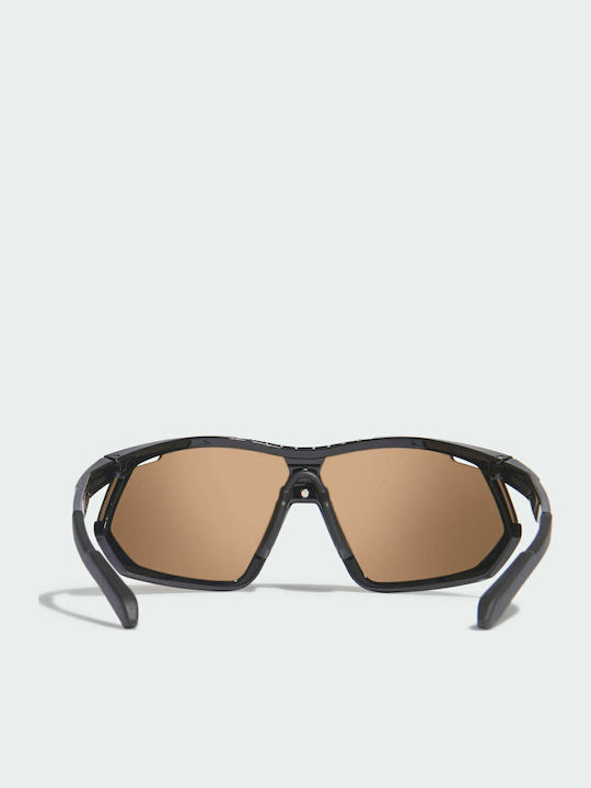 adidas Unisex Sunglasses with Black Plastic Frame and Brown Lens EW3593
