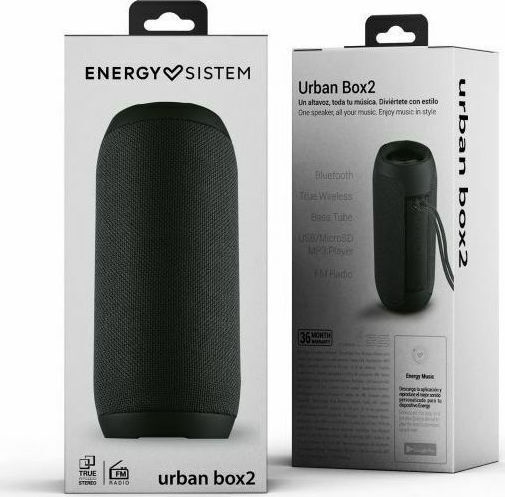 Energy Sistem Urban Box 2 Ηχείο Bluetooth 10W με Ραδιόφωνο και Διάρκεια Μπαταρίας έως 12 ώρες Μαύρο