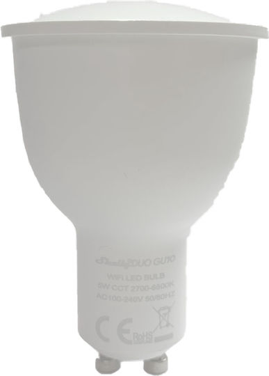 Shelly Smart Λάμπα Duo LED 5W για Ντουί GU10 και Σχήμα A60 Ρυθμιζόμενο Λευκό 450lm Dimmable