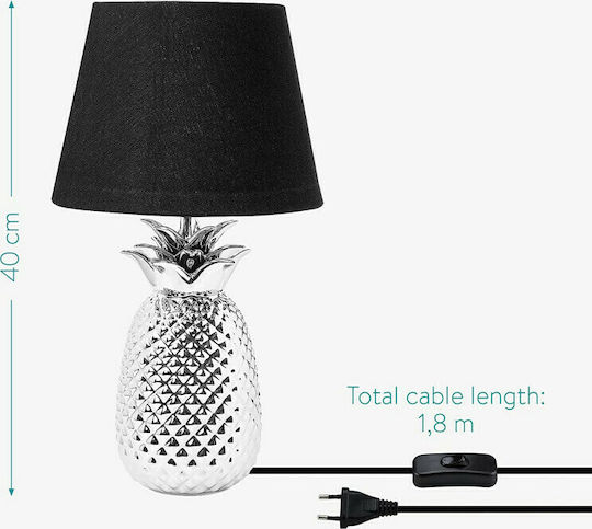 Navaris Pineapple Metal Table Lamp with Black Shade and Silver Base