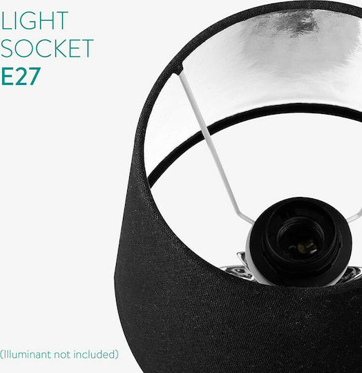 Navaris Pineapple Metal Table Lamp with Black Shade and Silver Base