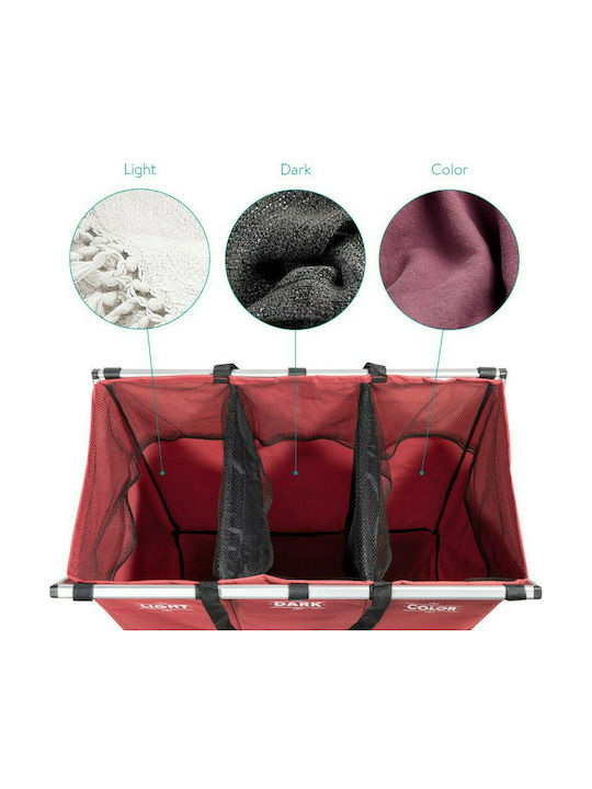 Navaris Metal Collapsible Laundry Basket 65x38x55cm Red