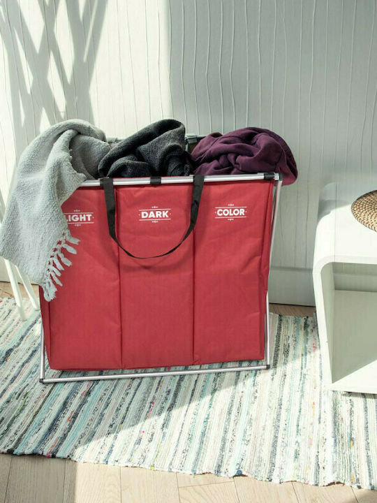 Navaris Metal Collapsible Laundry Basket 65x38x55cm Red