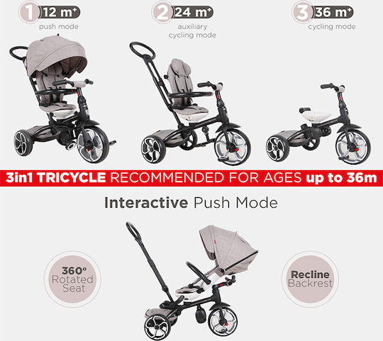Q Play Prime Convertible with Parental Handle 4 in 1 for 6 Months Gray T561