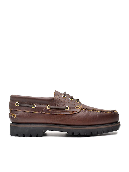 C14 Men's Leather Boat Shoes Brown